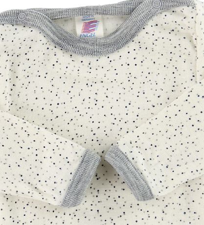 Engel Body L/æ - Wolle/Seide - Creme/Grau m. Punkte