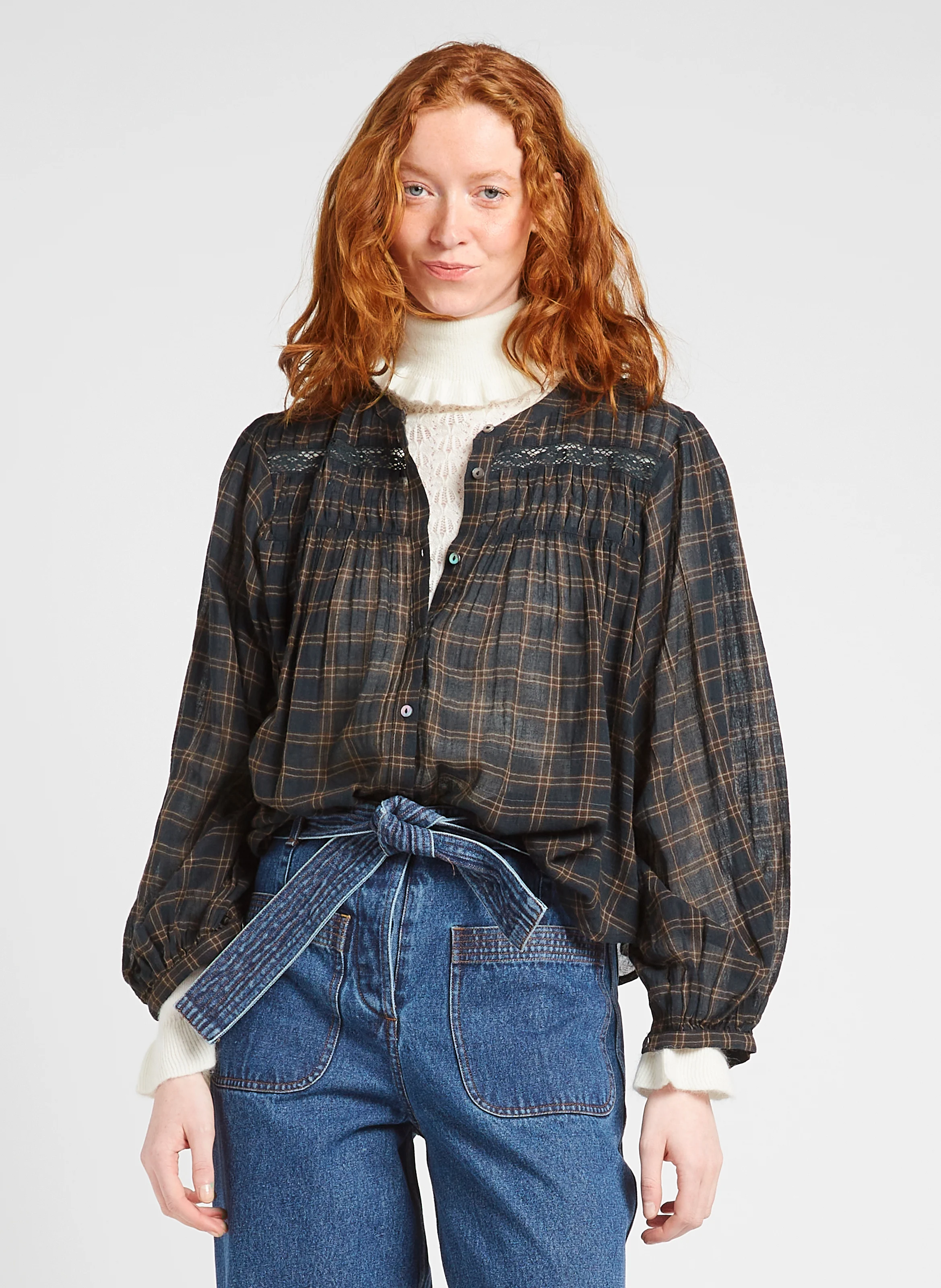JALLY - Blouse ample imprimée en coton | Gris