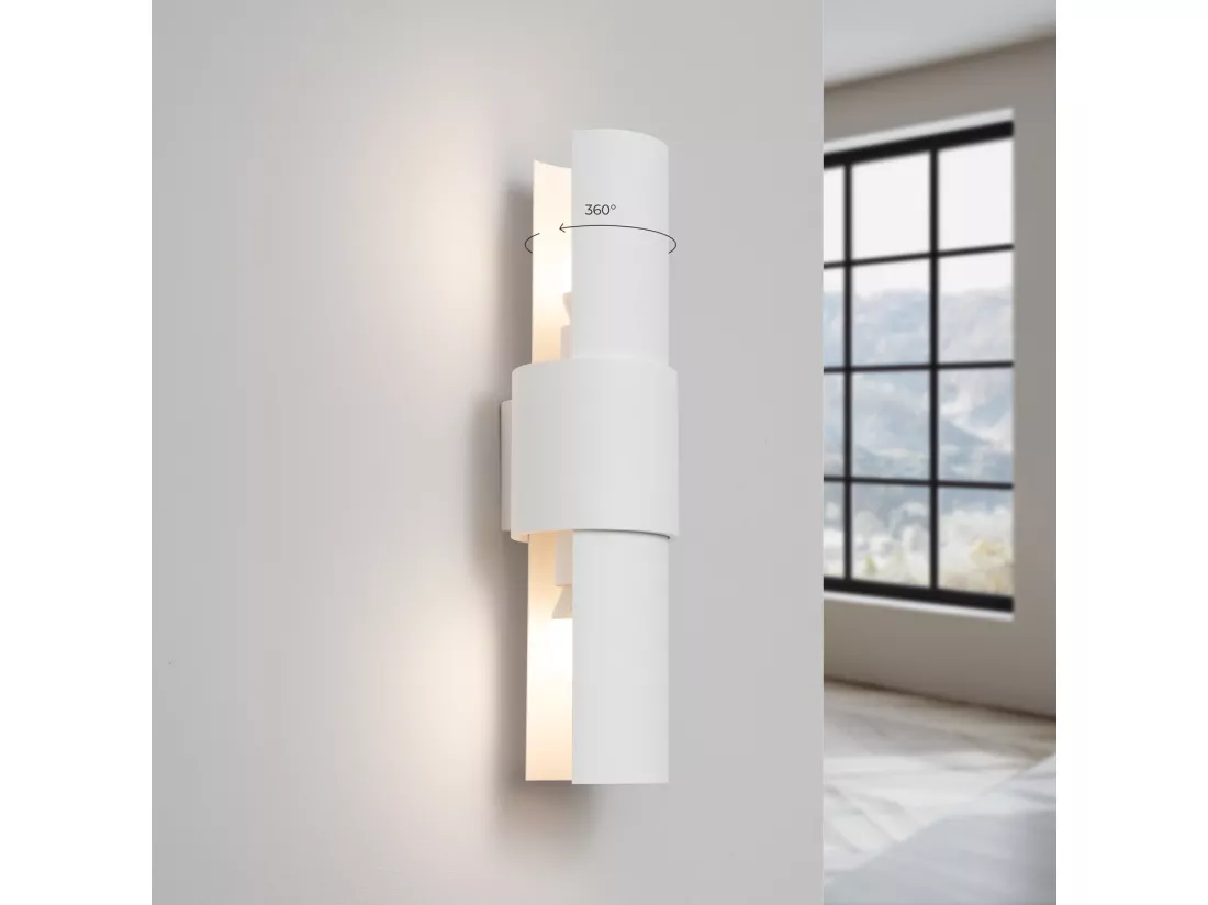 Applique Flash minimaliste en acier - 2 sources lumineuses - L.10 x H.37 cm - blanc