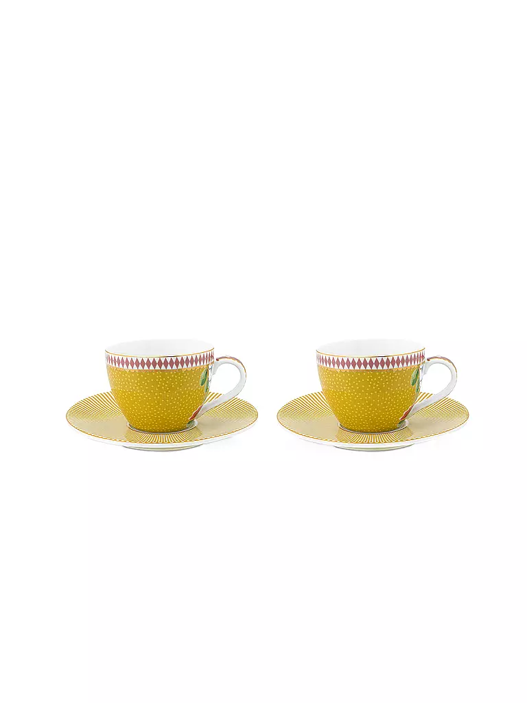 PIP STUDIO Espressotasse mit Untertasse Set 2er LA MAJORELLE 120ml Gelb gelb
