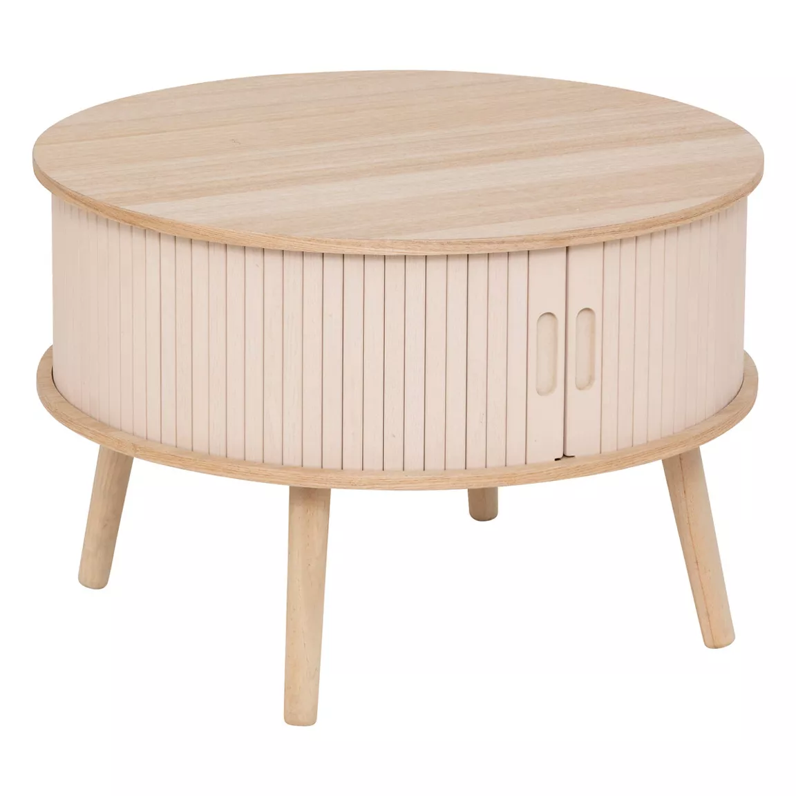 Table basse ronde en bois (H40 cm) Nysos Crème