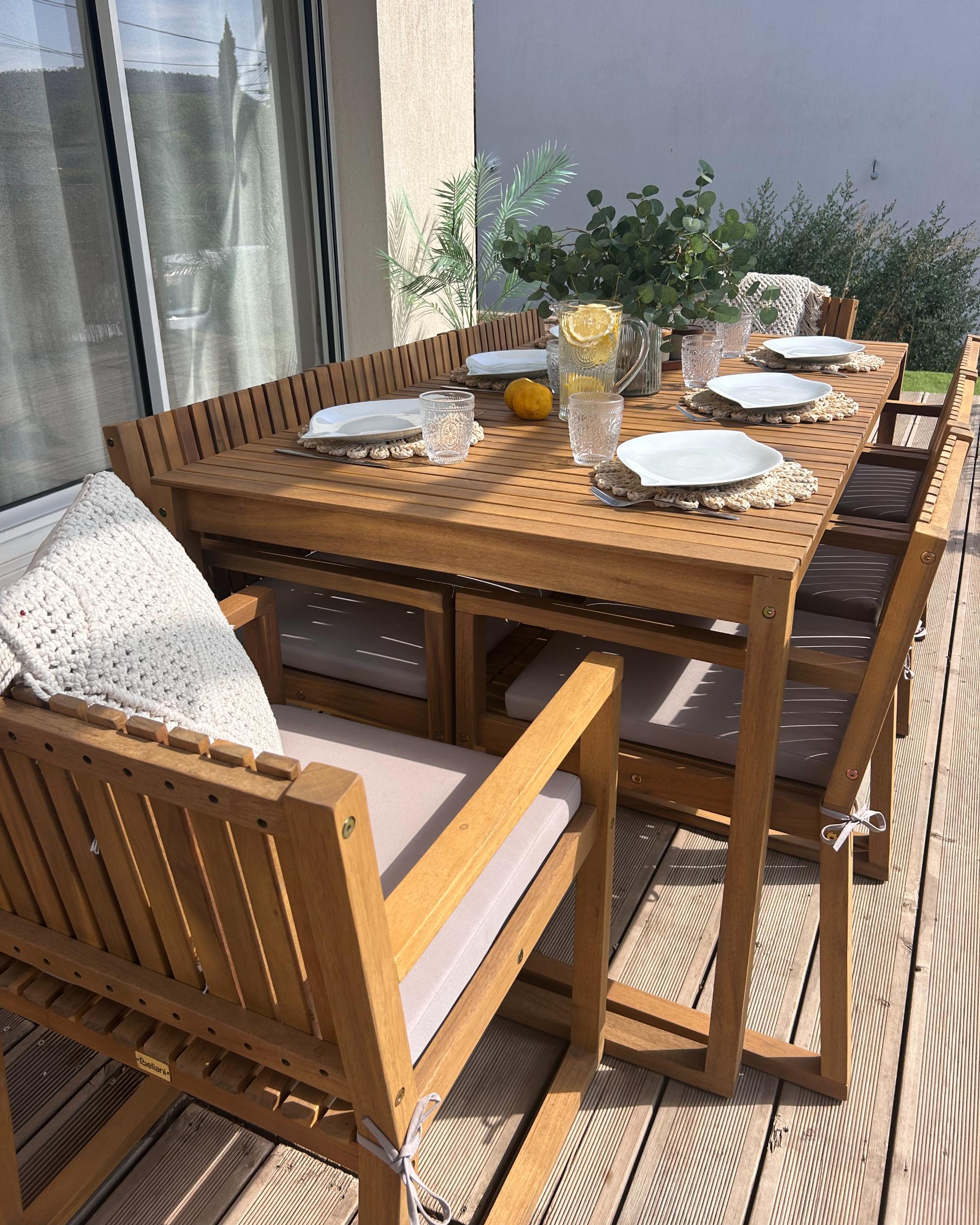 Tuinset 8-zits SASSARI PREMIUM met kussens Gecertificeerd acaciahout Taupe