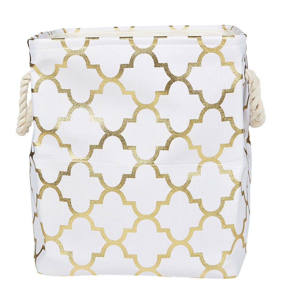 Panière coton couleur crème motifs dorés x3
