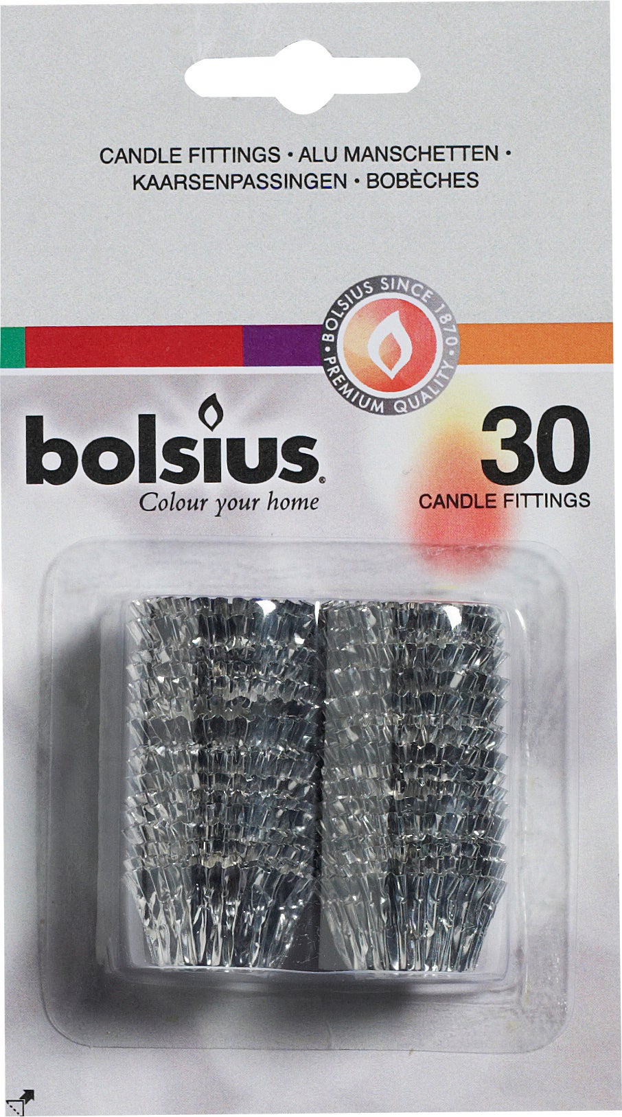 Bolsius kaarshulzen zilver 30 stuks