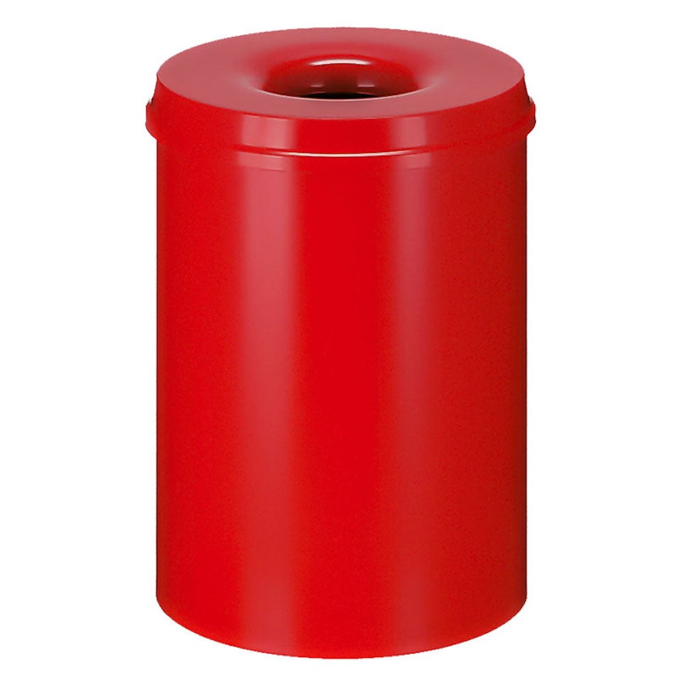 PROREGAL zelfdovende metalen afvalbak en -verzamelaar, 30 liter, HxØ 47 x 33,5 cm, rood