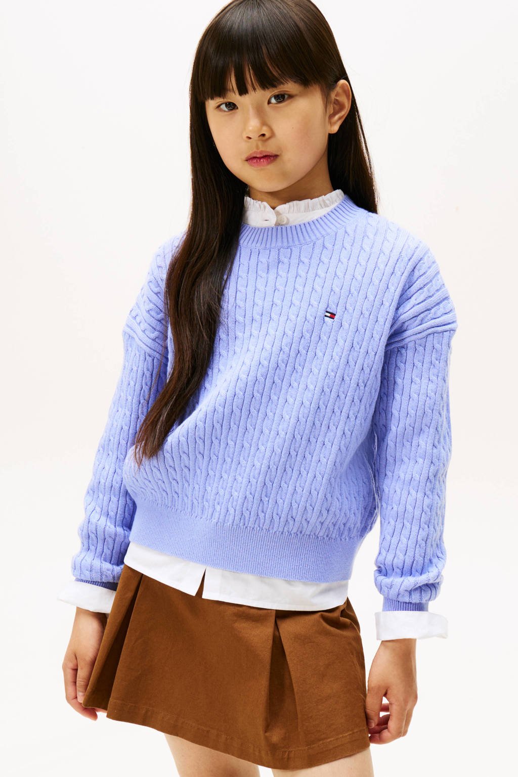 Tommy Hilfiger gebreide trui lichtblauw met kabels