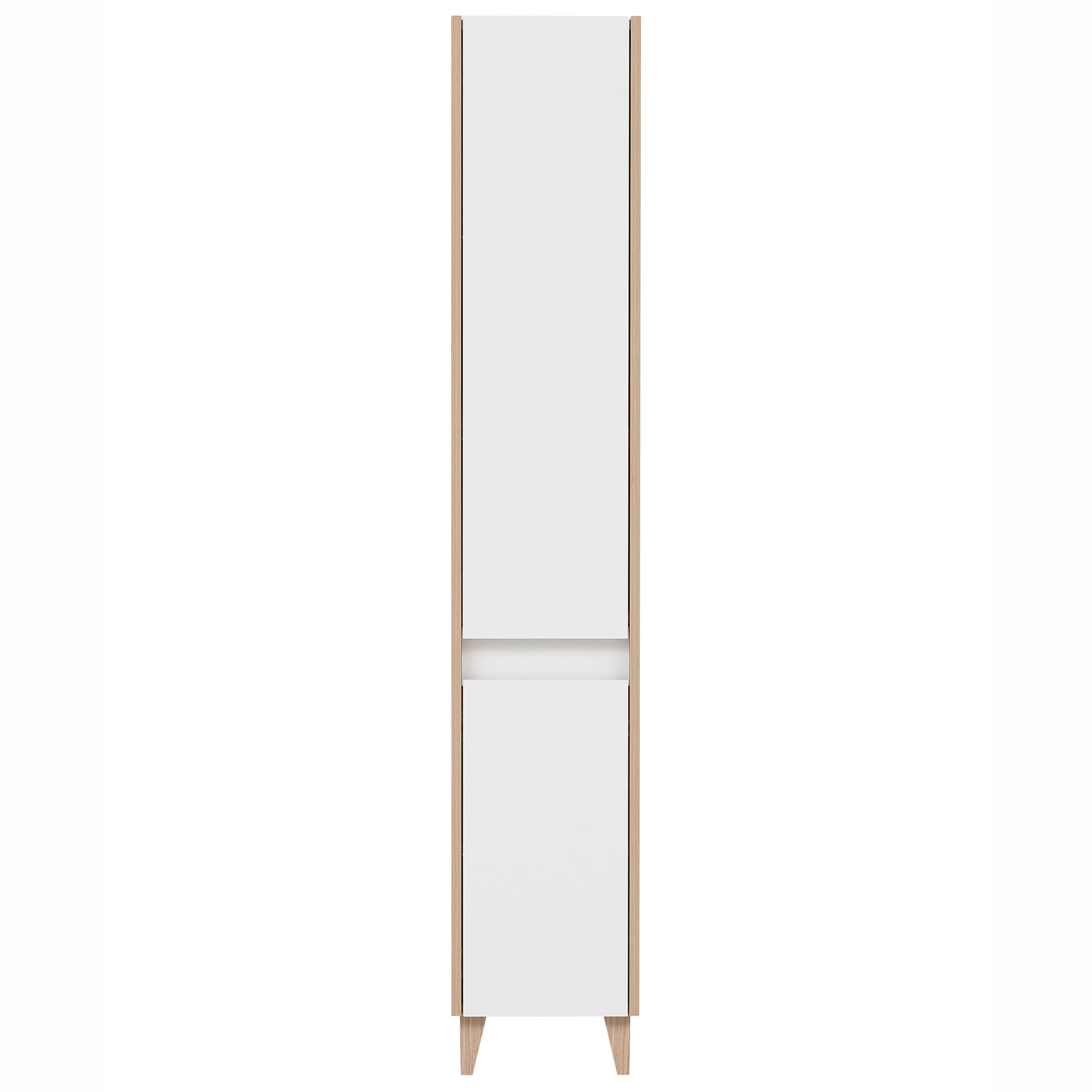 Hochschrank - perlweiß - Eiche hell - 30 cm