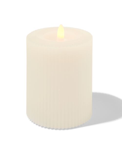 bougie nervurée LED avec cire Ø7.5x10 ivoire