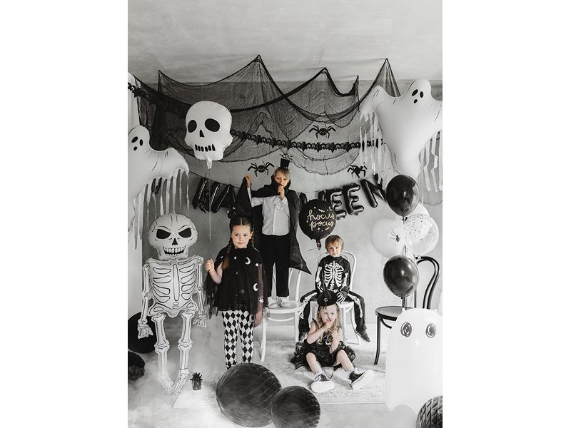 Partydeco Folienballon Skelett XXL, 46 x 129 cm, 1 Stück Gruseliger Folienballon für Halloween Partys