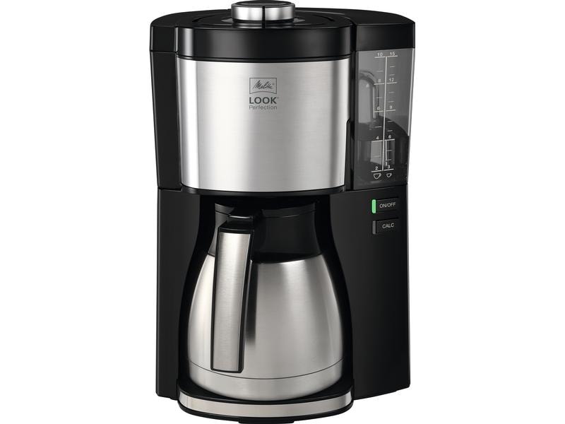 Melitta Filterkaffeemaschine Look Therm Perfection Schwarz Kannendeckel mit komfortabler Easy Click Funktion