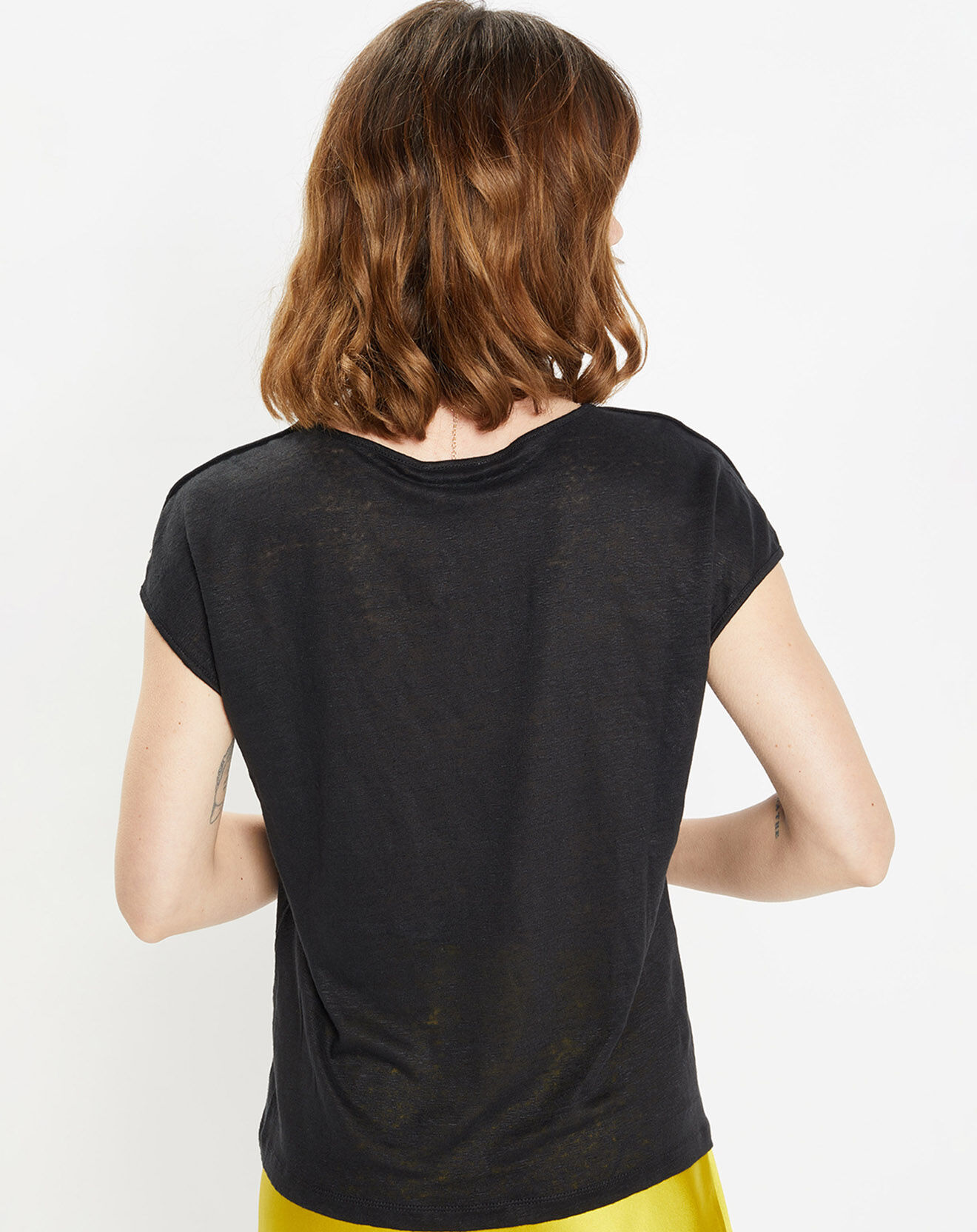 Galeries Lafayette T-Shirt en 100% Lin Divali noir