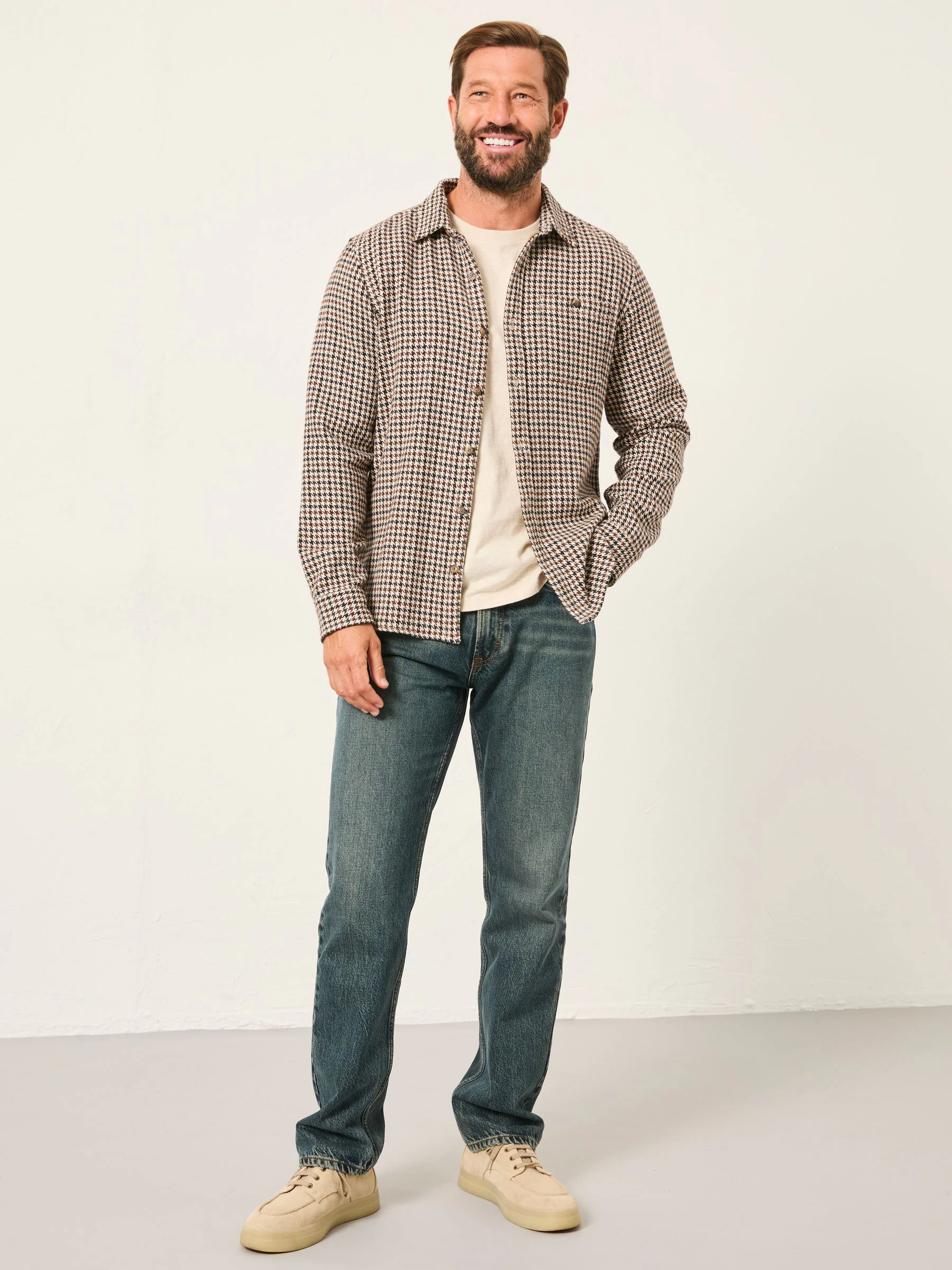 FatFace Long Sleeve Dogtooth Shirt