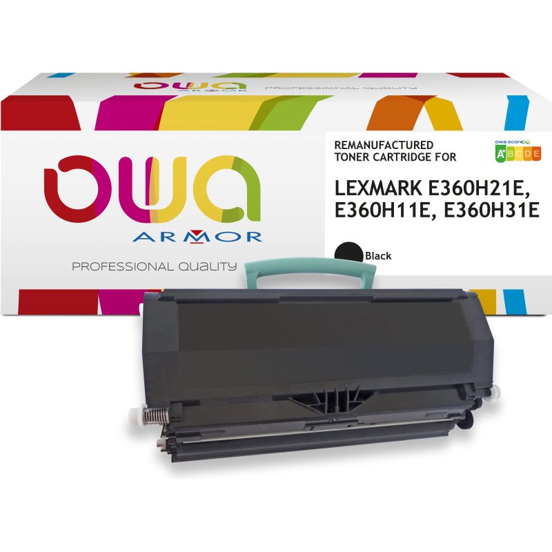 Toner remanufacturé OWA - haute capacité - Noir - pour LEXMARK E360H21E, E360H11E, E360H31E