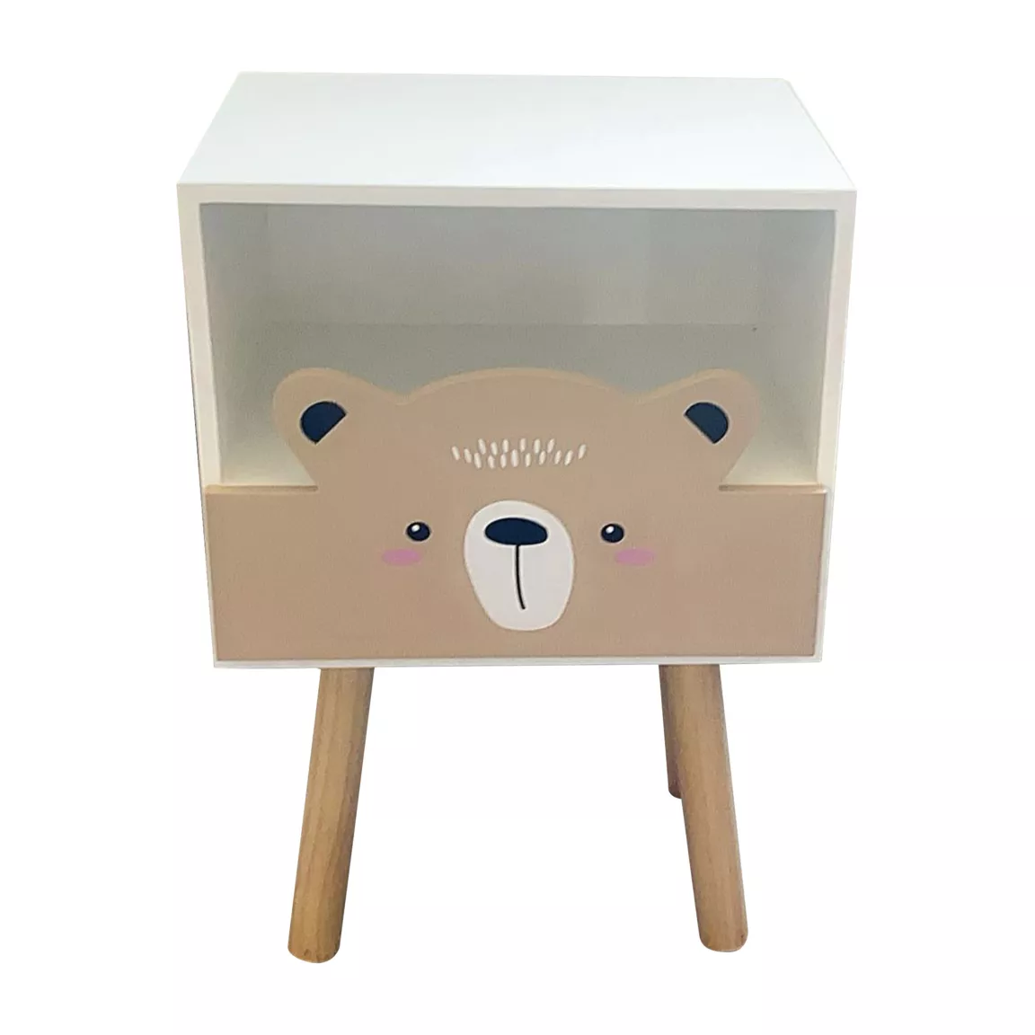 Table de chevet enfant bois (H45 cm) Ourson Marron