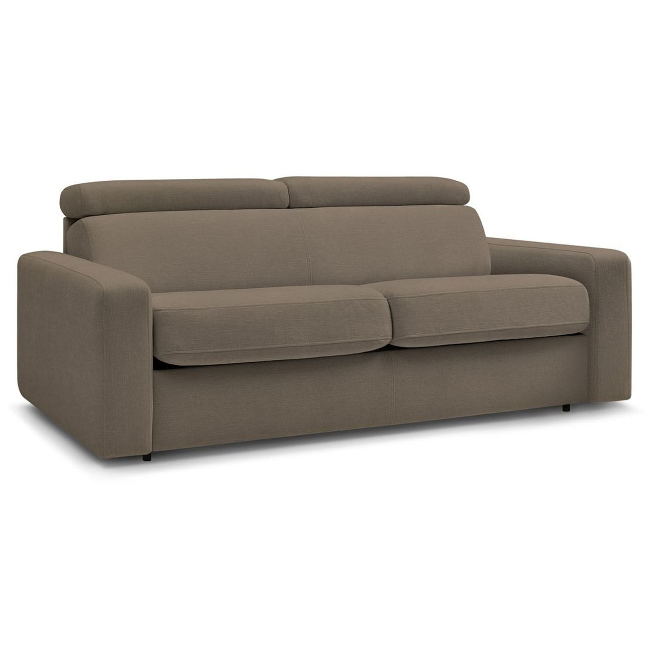 Bobochic Canapé convertible monaco ouverture express tissu lisse marron - 195x99 cm