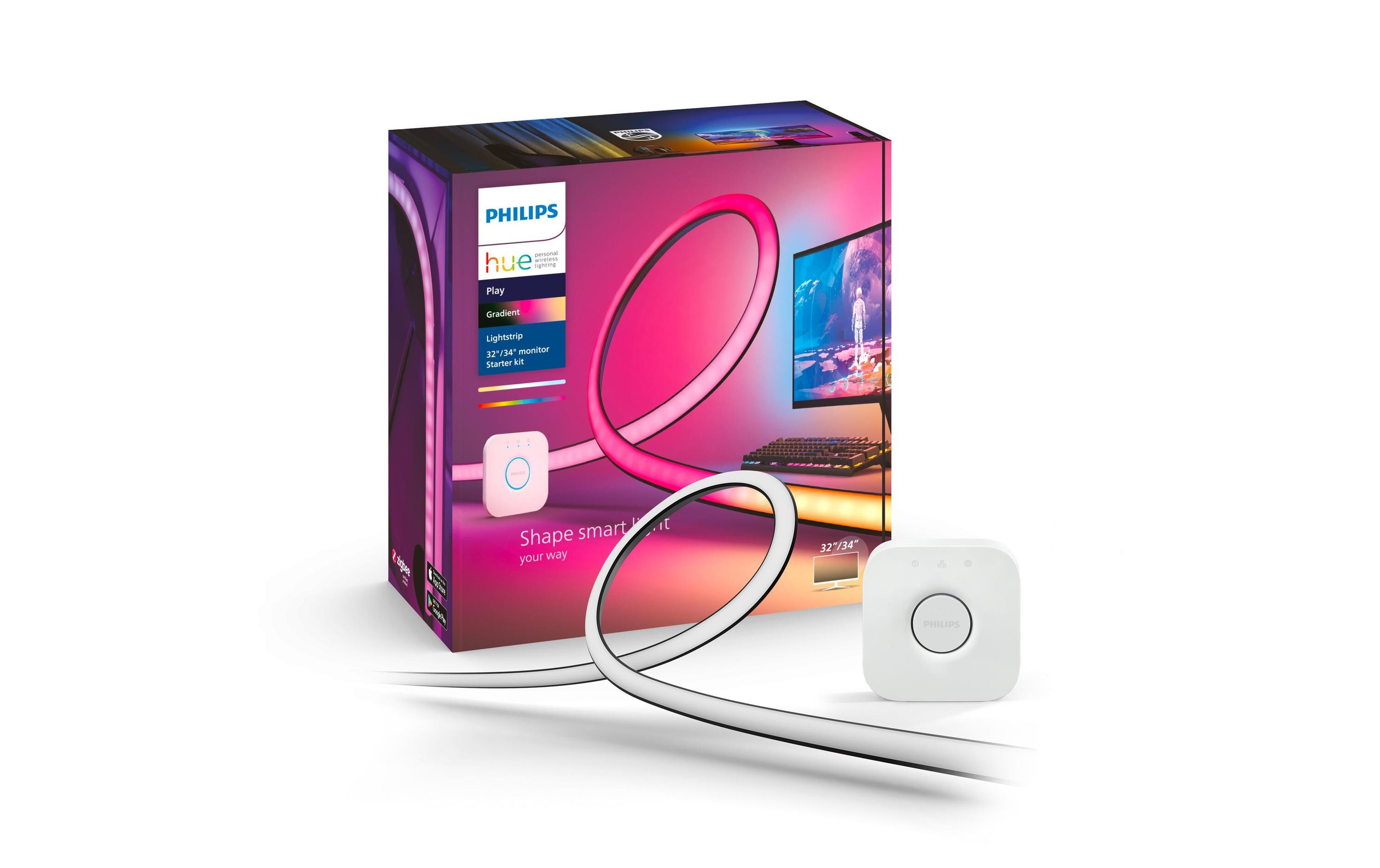 Play Gradient PC Lightstrip 32/34 Starter Set + Bridge<br>Smarte Hintergrundbeleuchtung für Monitore