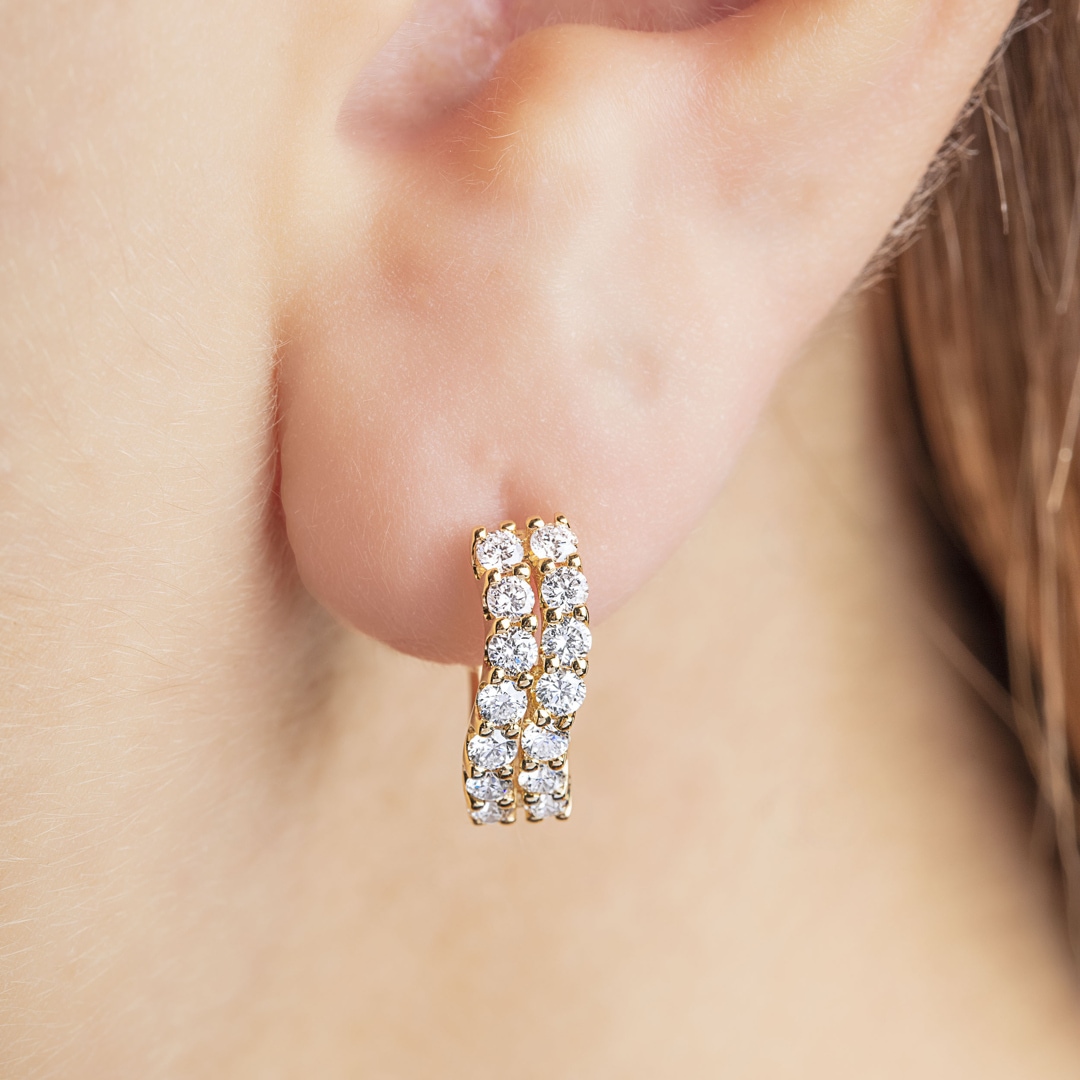 0.76 Karat Diamant-Kreolen 750/18 K Gelbgold