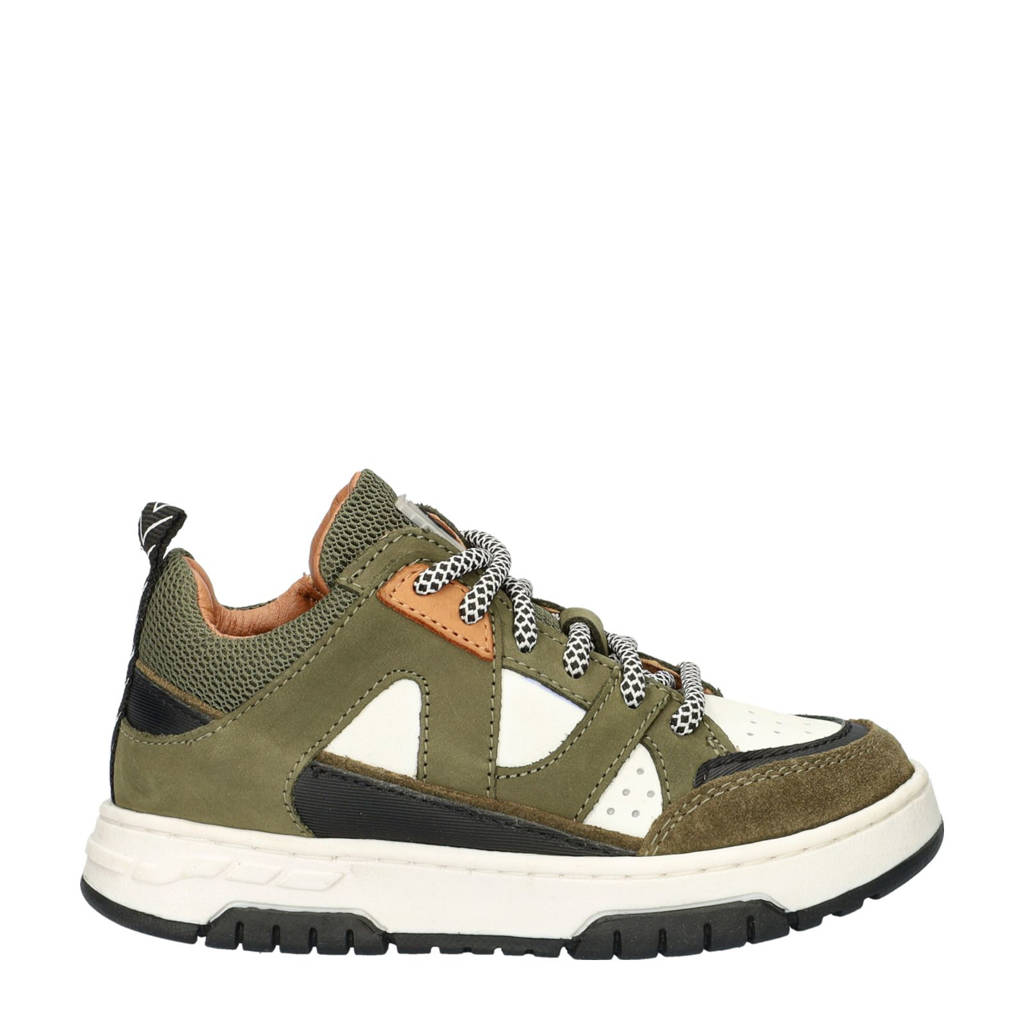 Nelson Kids leren sneakers groen/wit