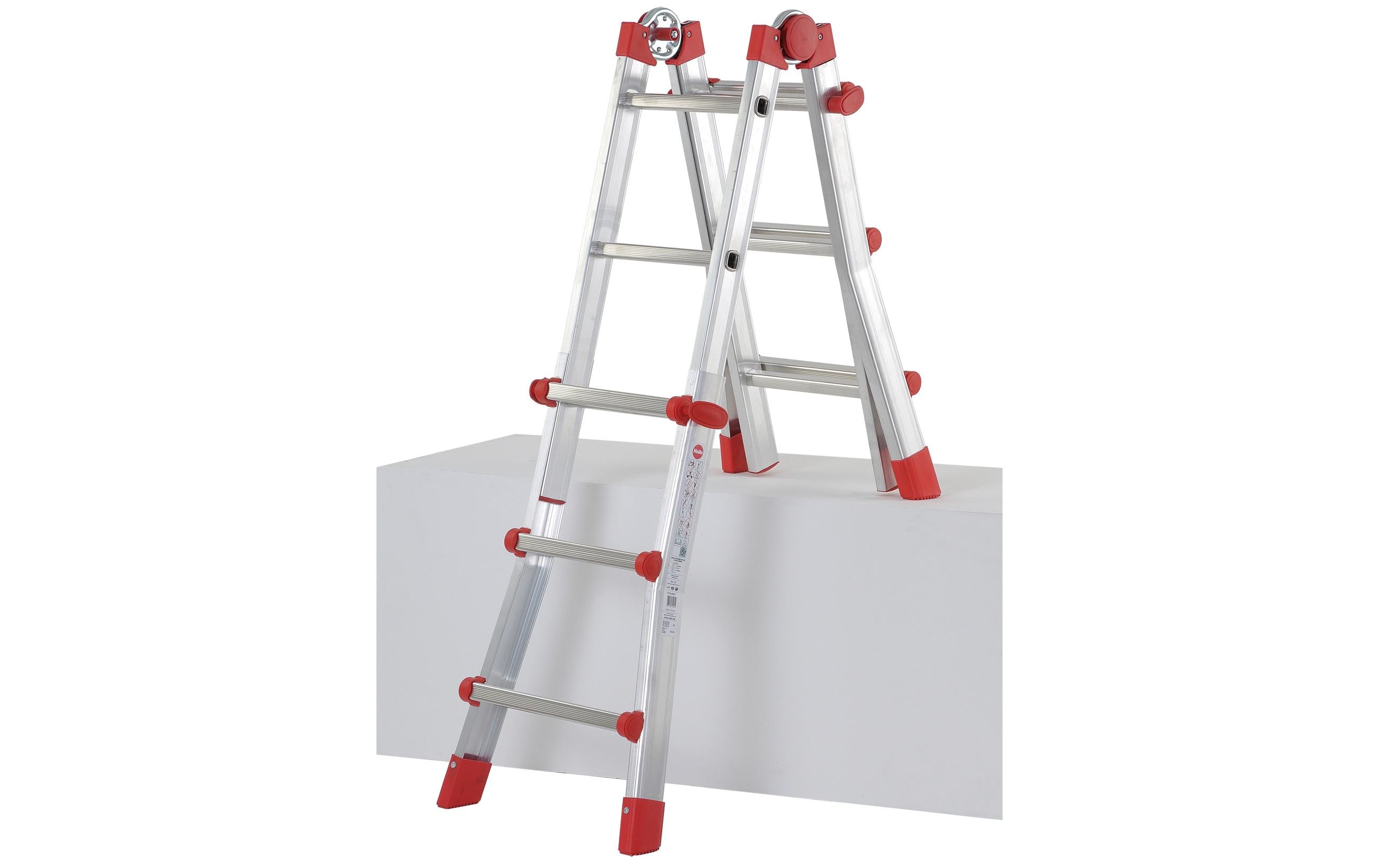 Teleskopleiter 4 x 3 Sprossen<br>Verwendbar als Anlege- und Schiebeleiter