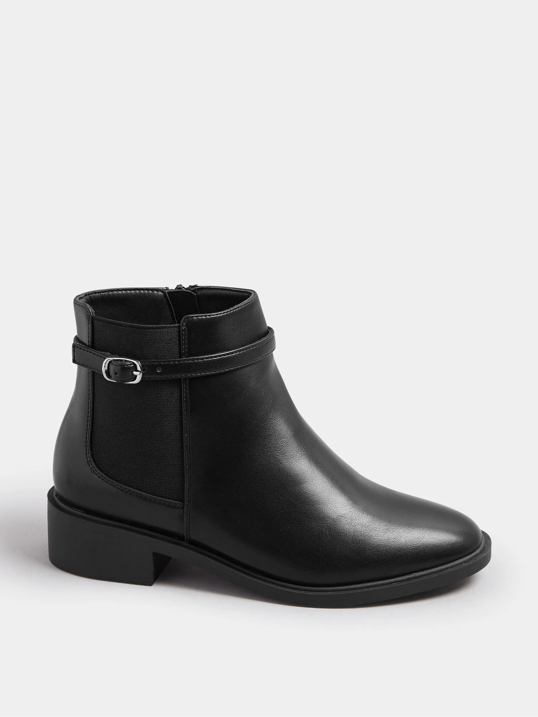 Zwart - Yours Curve Buckle Elastic Boots