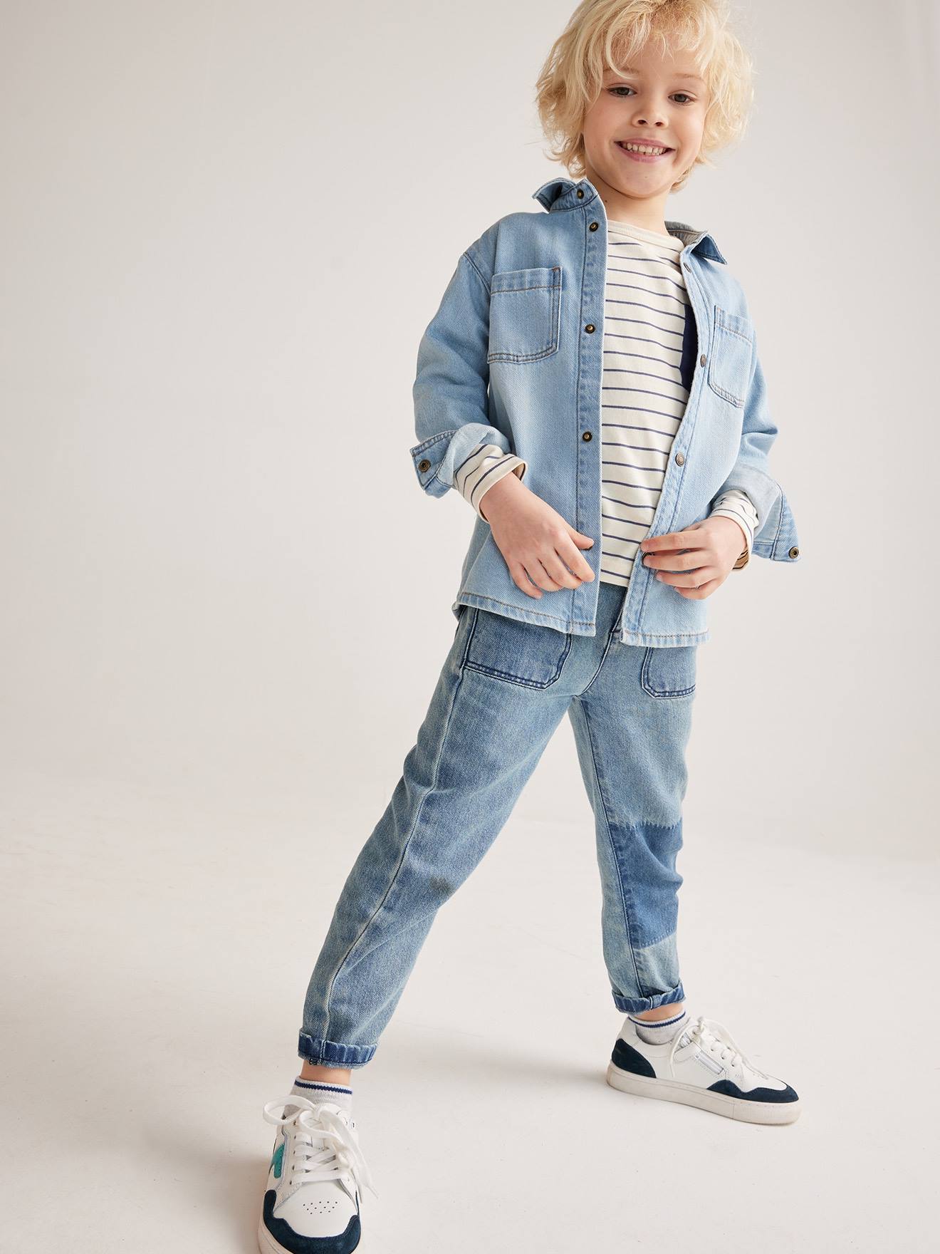 Camisa jeans para meninos, jeans preto
