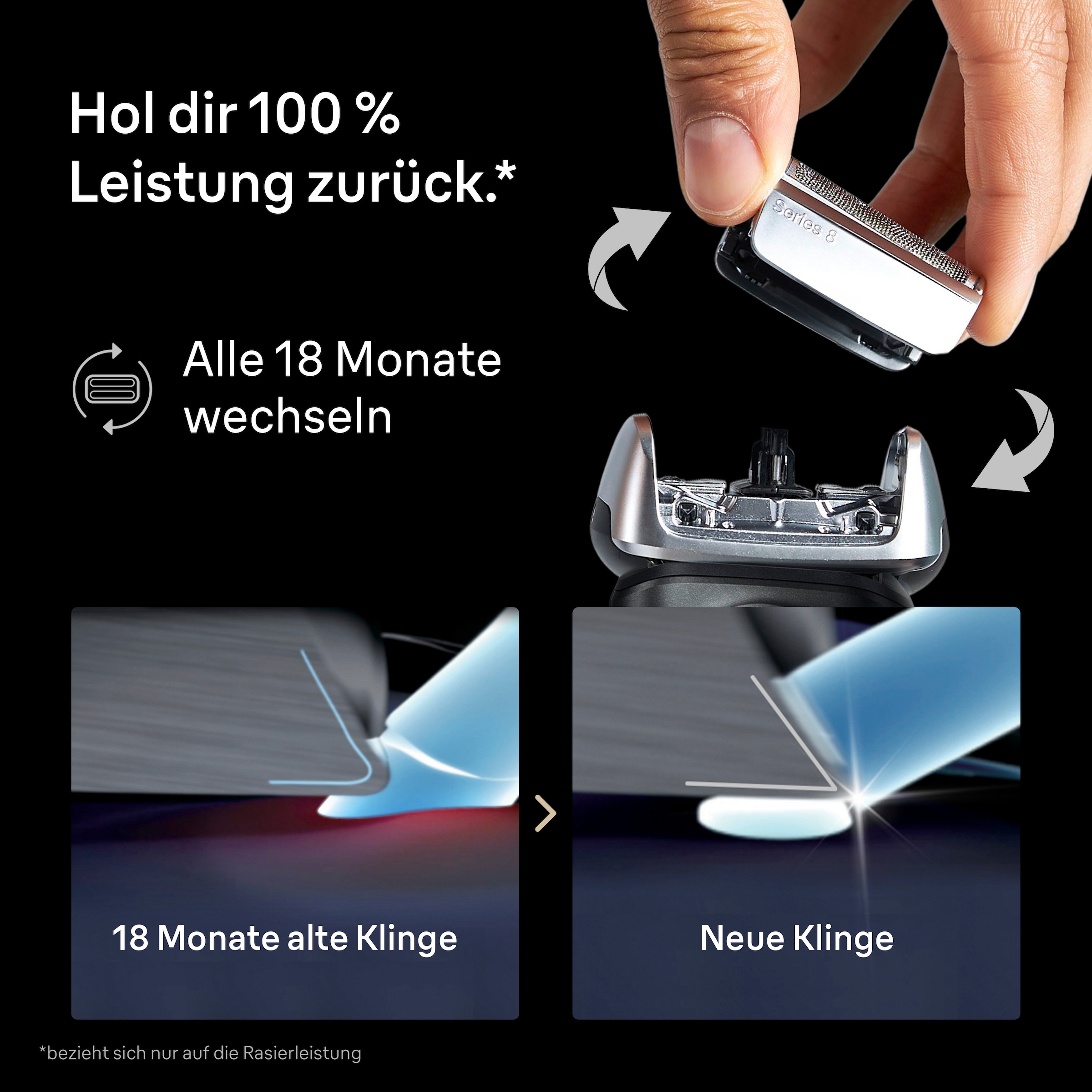 Braun Ersatzscherkopf »Series 8 83M« Kompatibel mit allen Series 8 Rasierern, ORIGINAL vom Hersteller