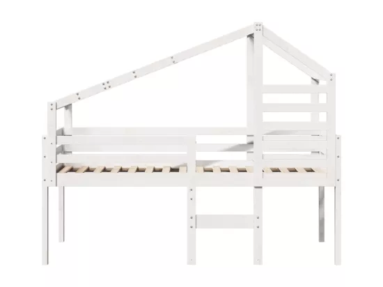 Lit haut sans matelas blanc 90x200 cm bois de pin massif