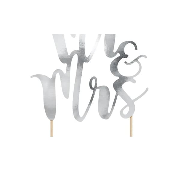 Kakedekorasjon 'Mr&Mrs sølv'