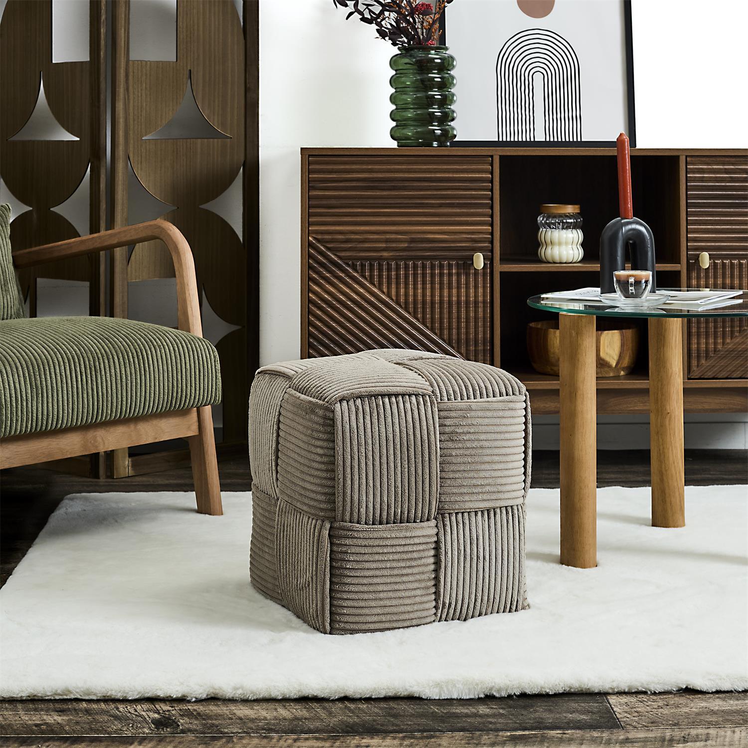 SCOTT POUF COTELE TRESSE TAUPE