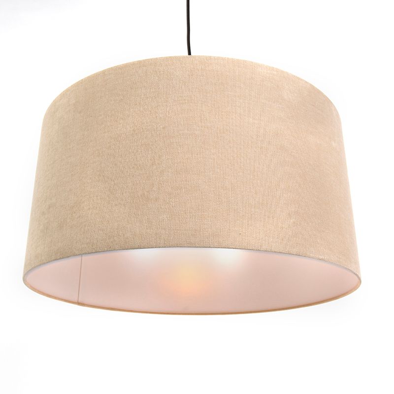 Landelijke hanglamp zwart met beige kap 50cm - Combi