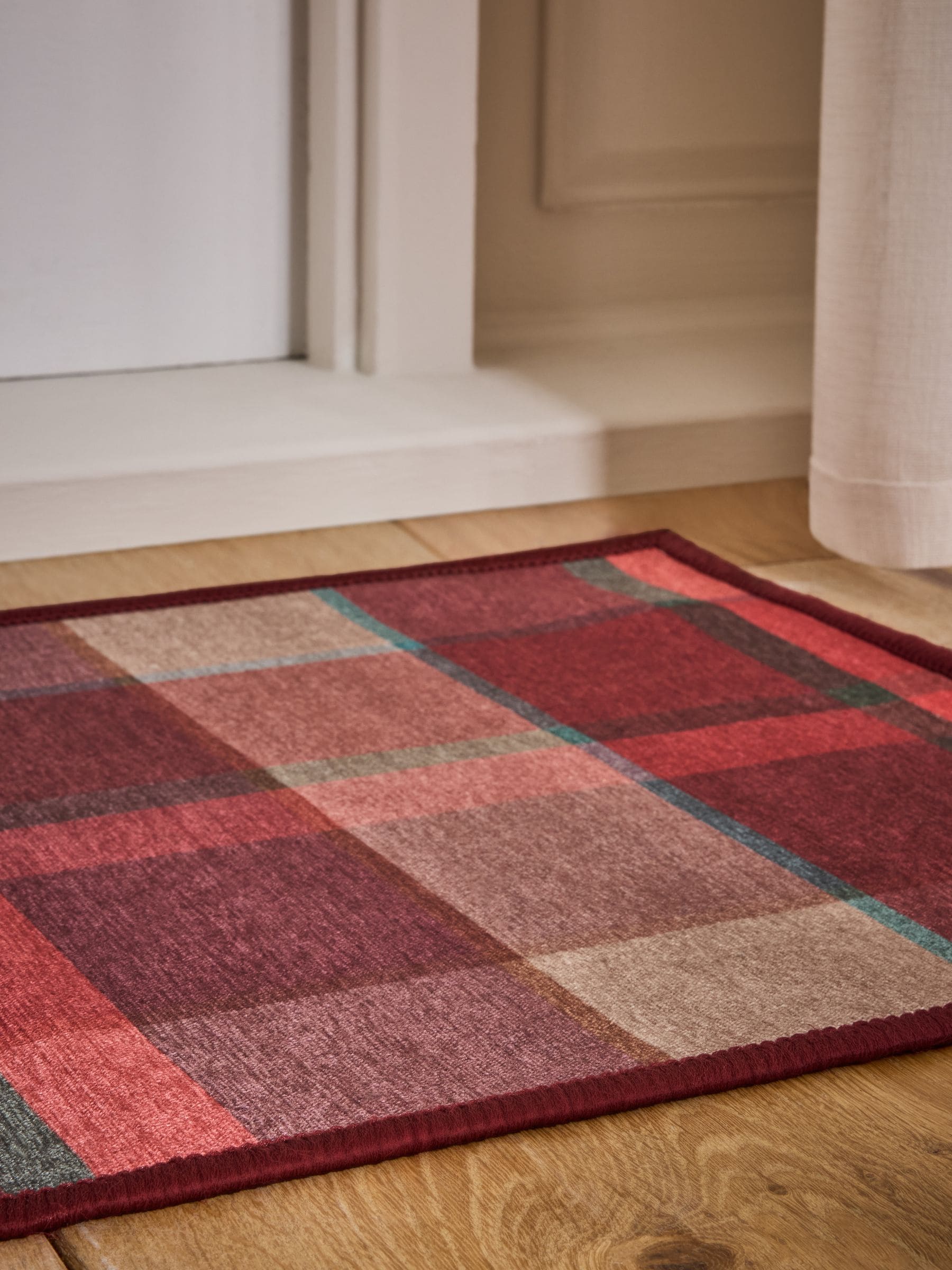 Set of 2 Washable Traditional Check Doormats