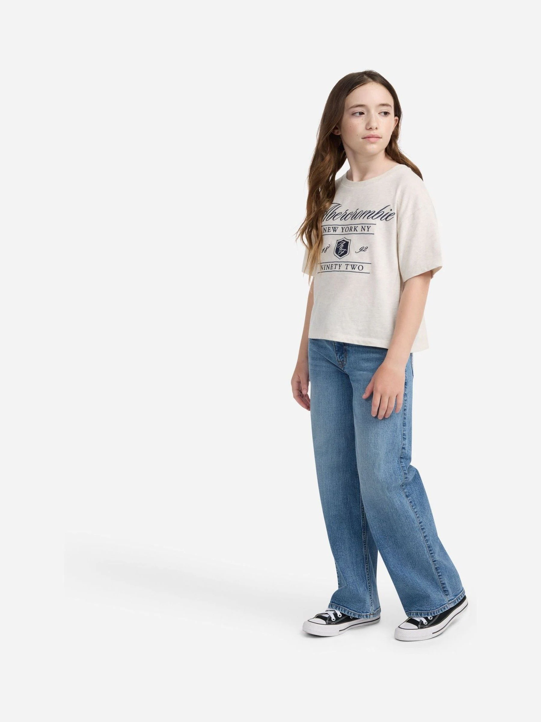 Marineblauw - Abercrombie & Fitch High Rise Wide Leg Jeans