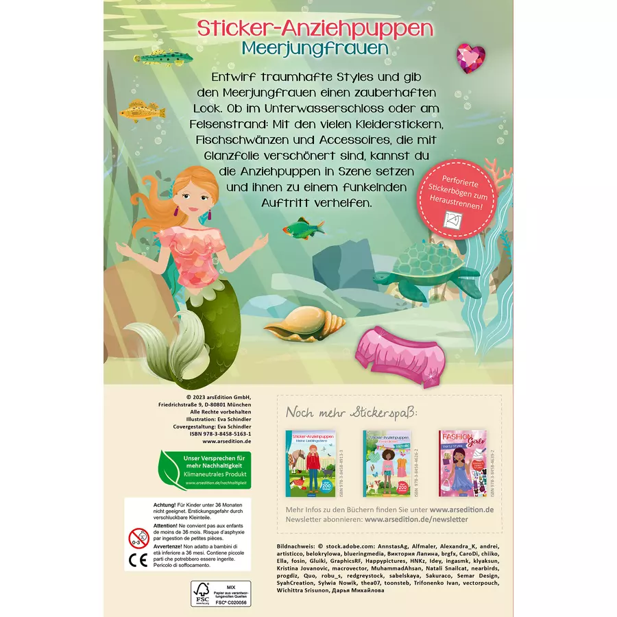 arsEdition Sticker-Anziehpuppen Metallic – Meerjungfrauen