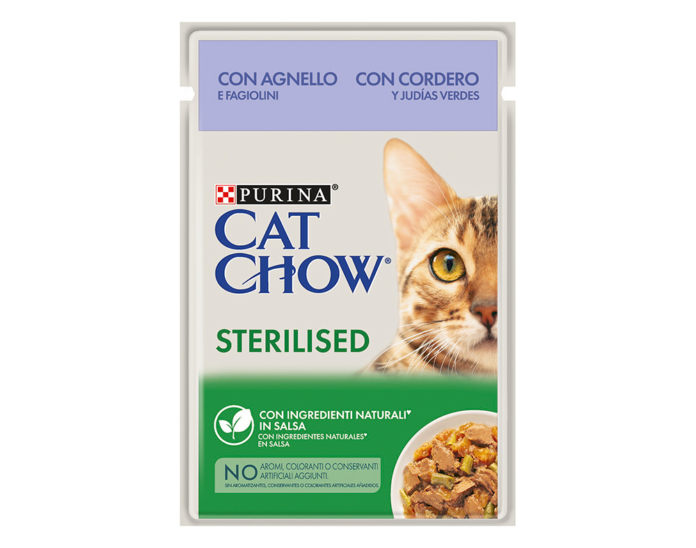 COMIDA HÚMIDA PARA GATO CAT CHOW ESTERILIZADO COM BORREGO 85G