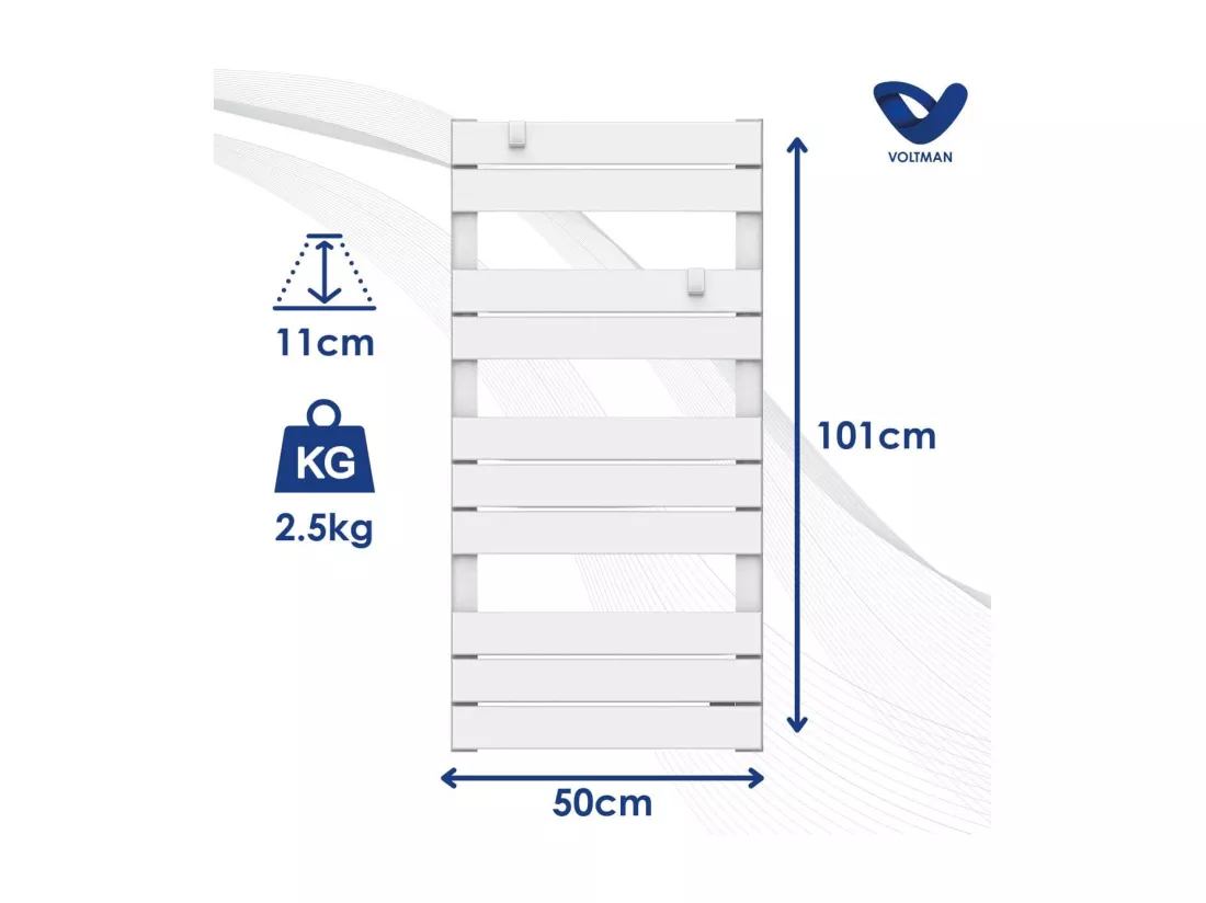 Chauffage sèche-serviette 500W - inertie sèche - Blanc - Voltman