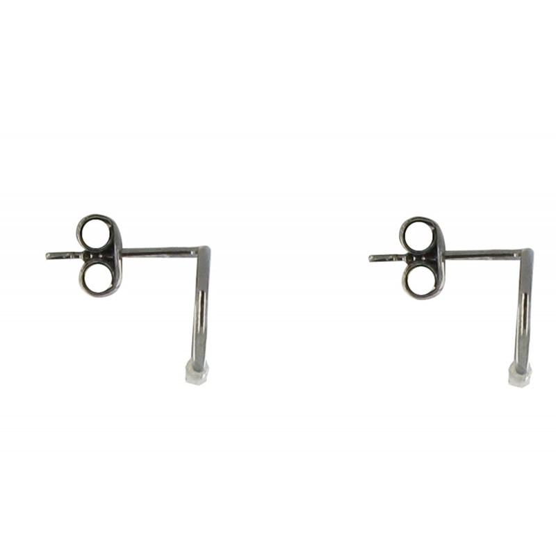 Boucles d'Oreilles Petites Créoles Argent et ses 3 Diamants Blancs
