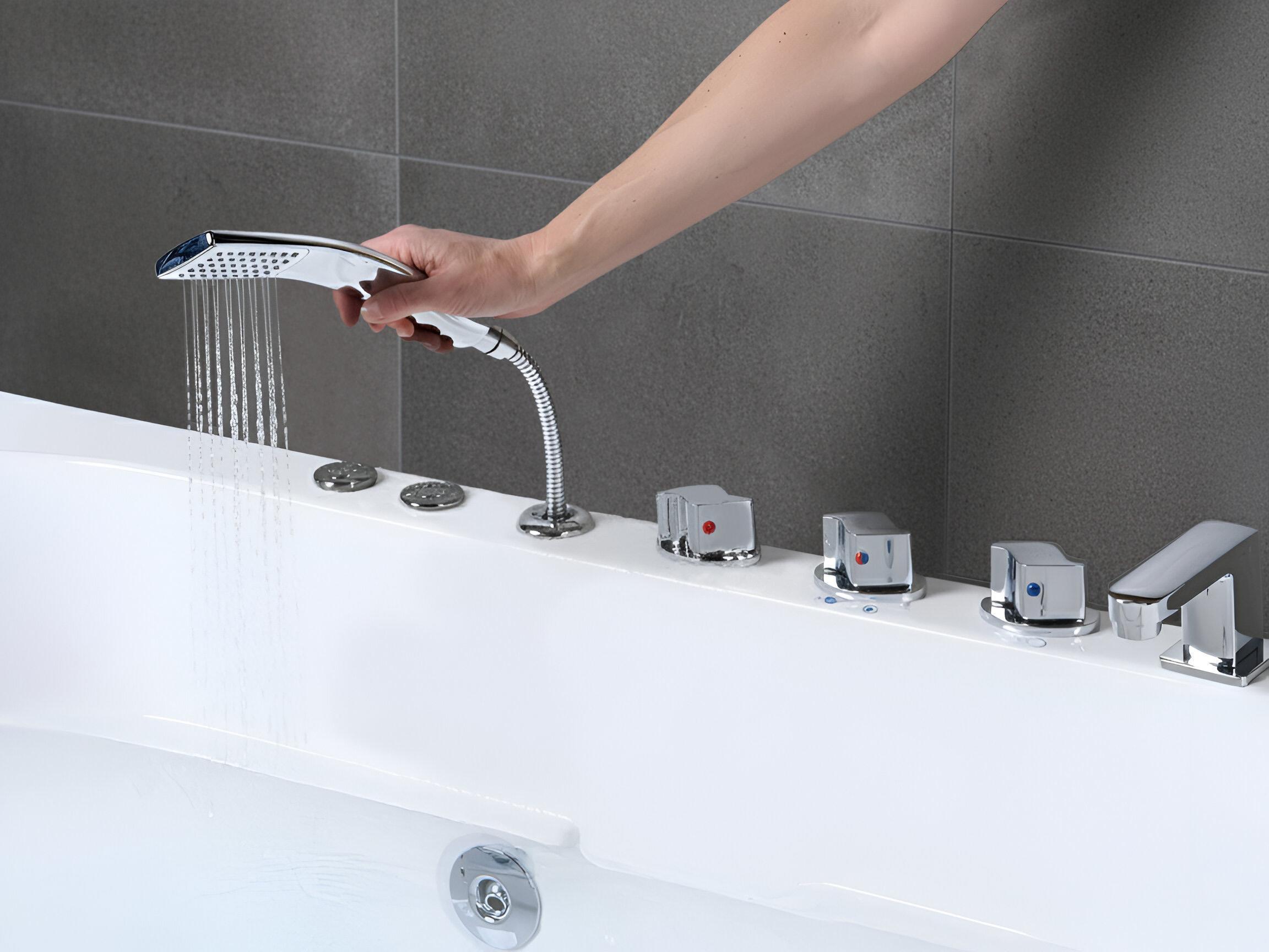 Hoek bubbelbad met LED POZUELOS 170 x 90 cm Wit
