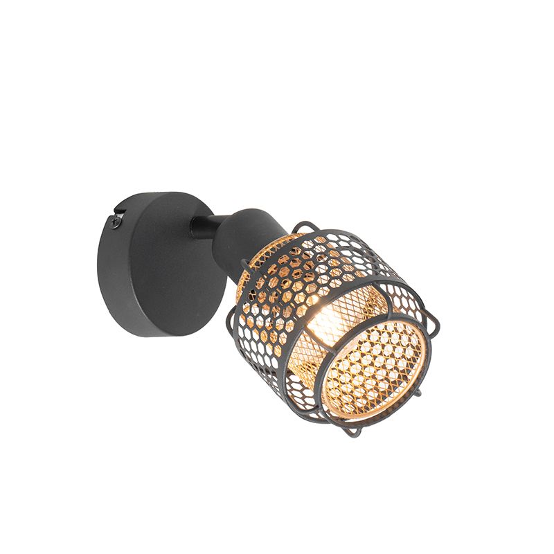 Design plafondlamp zwart met goud - Noud