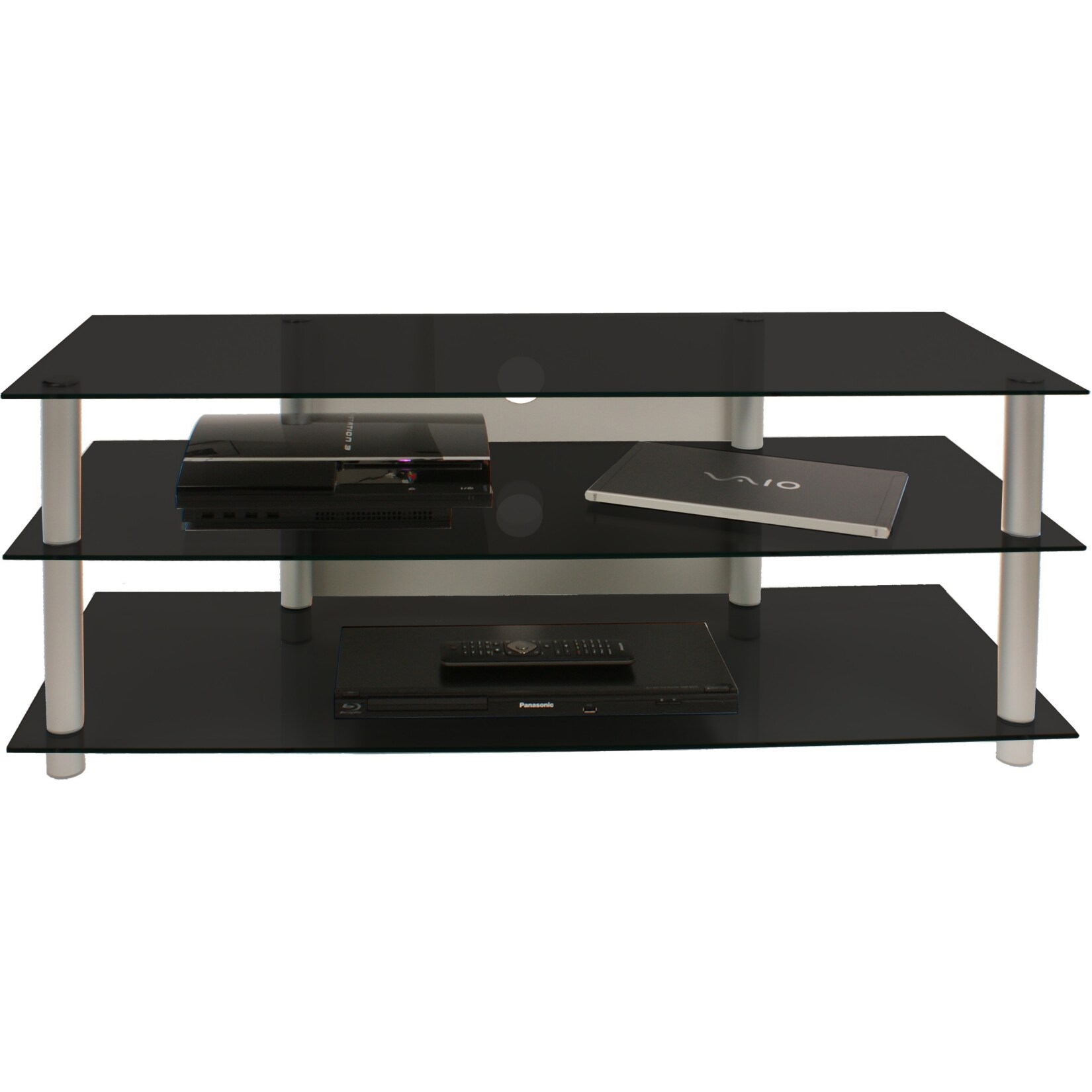 VCM TV Möbel Sideboard Fernsehschrank Rack Fernseh Board Alu Glas Tisch Zumbo