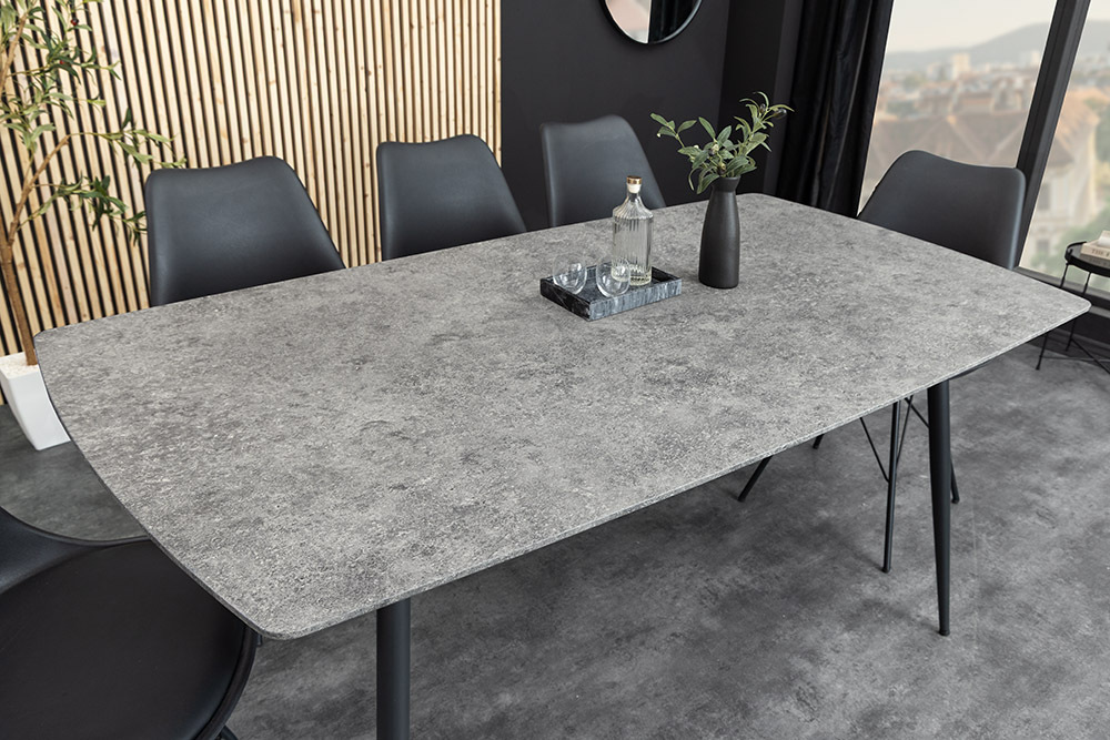 Industrial Esstisch APARTMENT 120cm grau Beton-Design schwarzes Metallgestell