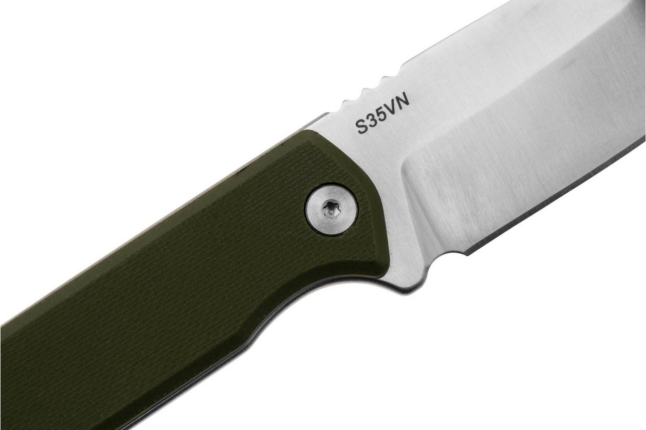 WESN Bornas SN23-1, S35VN Green G10 with Kydex Sheath, vaststaand mes