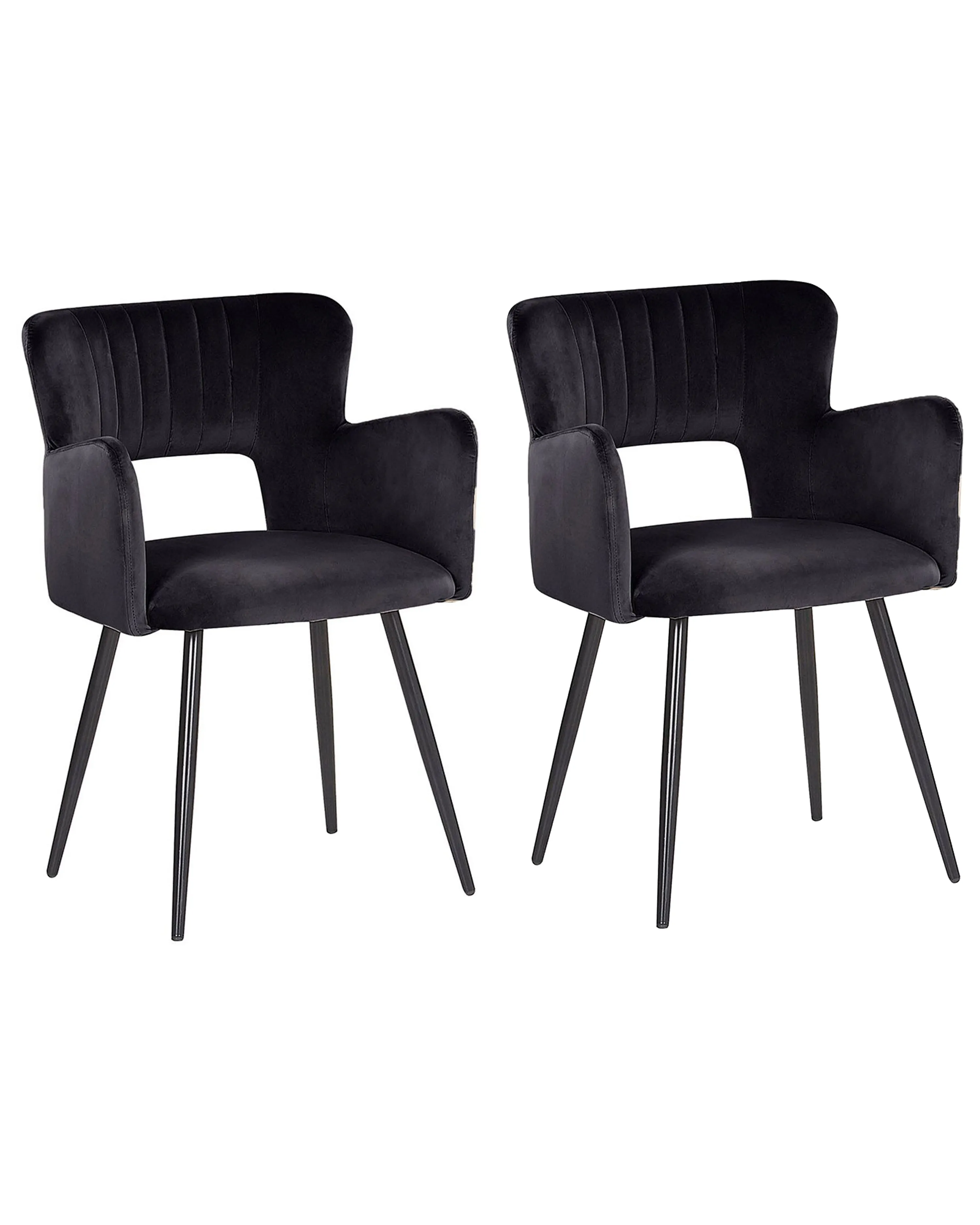 Set van 2 eetkamerstoelen SANILAC Fluweel Zwart