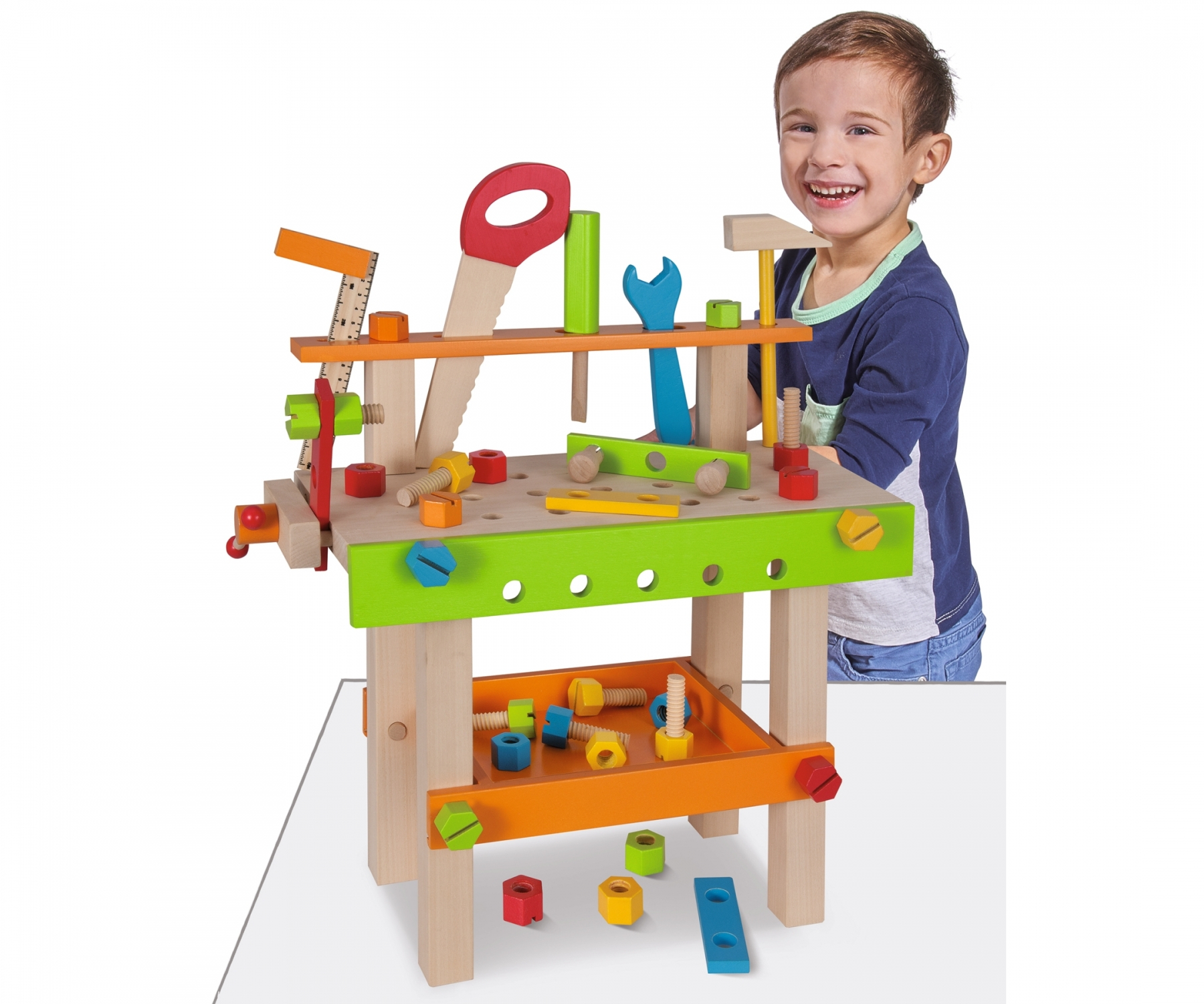 Kinder Holz Werkbank Lern Spielzeug Montessori Motorikspiel (100001844) - Bunt