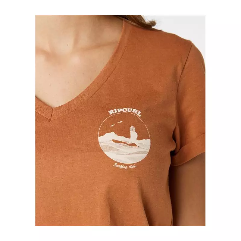 Teeshirt femme RIPCURL Re-Entry V Neck Tee Light Brown