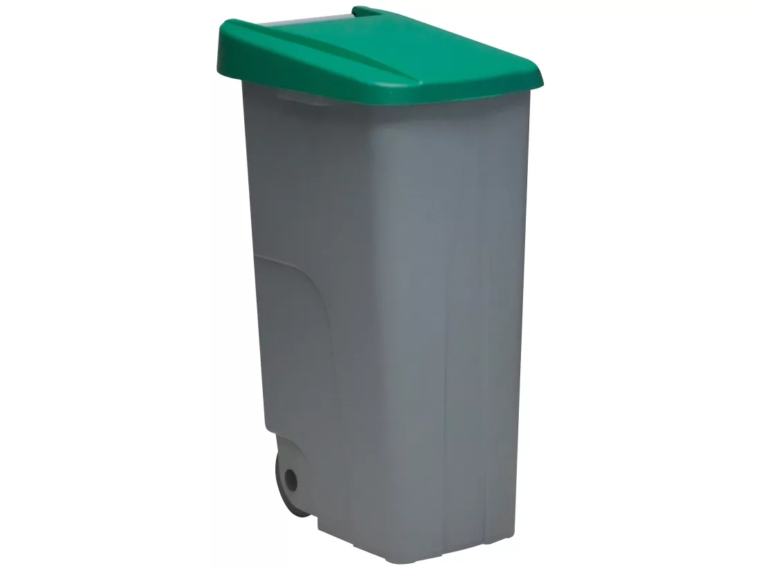 Recycling Pack Recycle Recycle Conteneur 110 litres fermé chacun: 440 litres au total, dans 4 conteneurs, en bleu / vert / jaune / brun couleurs