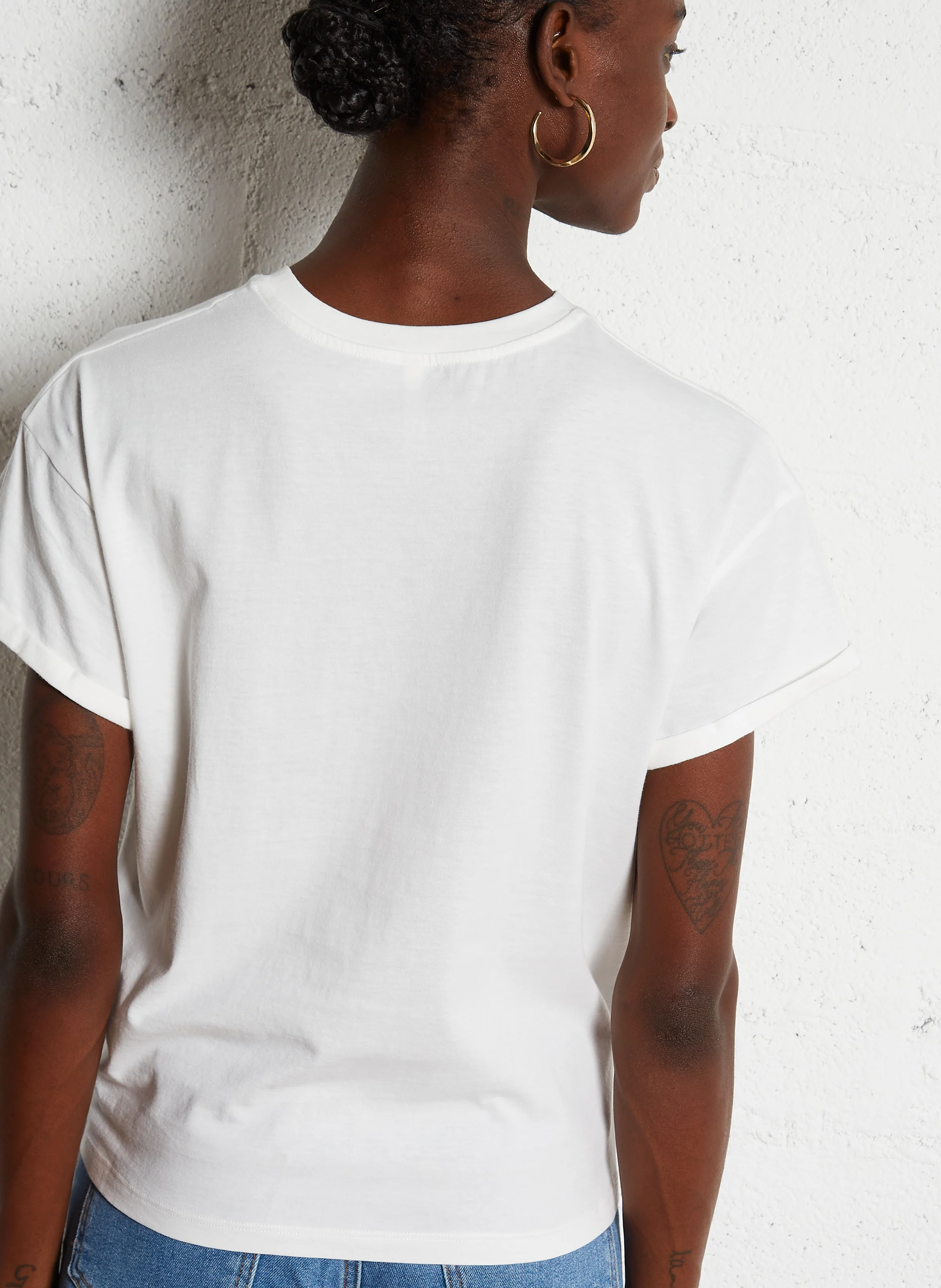 Tee-shirt col rond en coton | Blanc