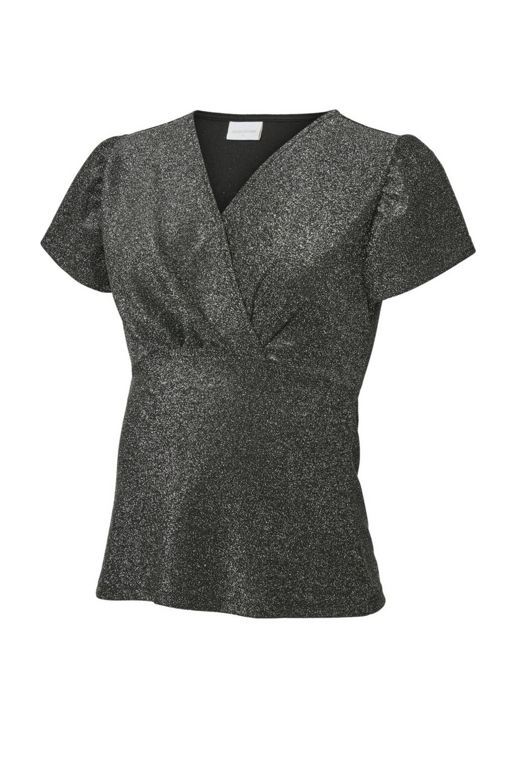 MAMALICIOUS voedings- en zwangerschapstop met glitters MLGLAM grijs