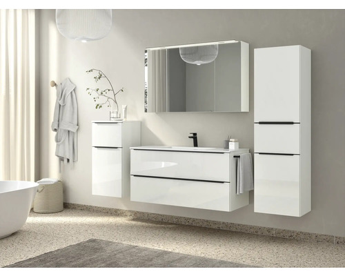 NOBILIA spiegelkast, programma 1-6, 186, 120 x 21 x 72 cm, wit hoogglans, LED, IP 44