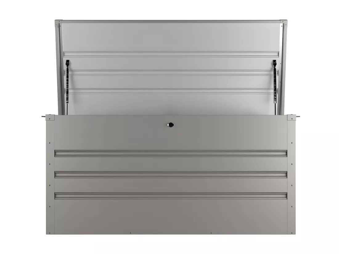Coffre de rangement de jardin en acier galvanisé gris - 400L - TOMASO