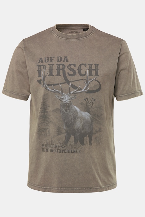 T-Shirt, Tracht, Halbarm, großer Print, Vintage Look, Brustprint, Rundhals